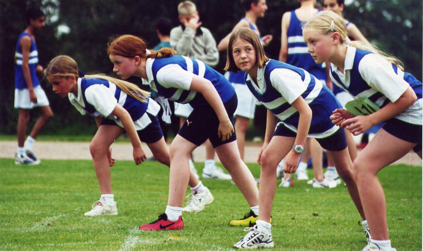 Four determined runners captured on sports day 2000