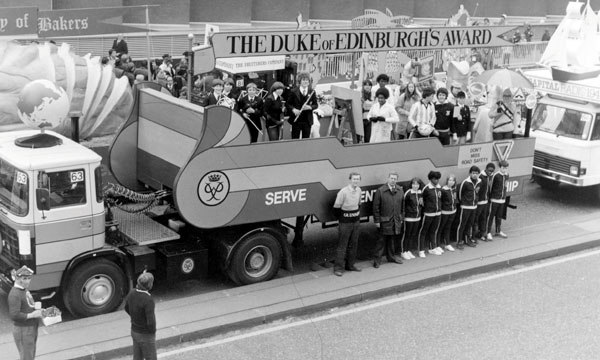 RGS musicians on DofE float at Lord Mayor's Show, 1980